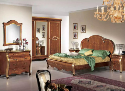 Complete bedroom set: bed, 2 bedside tables, wardrobe, dresser